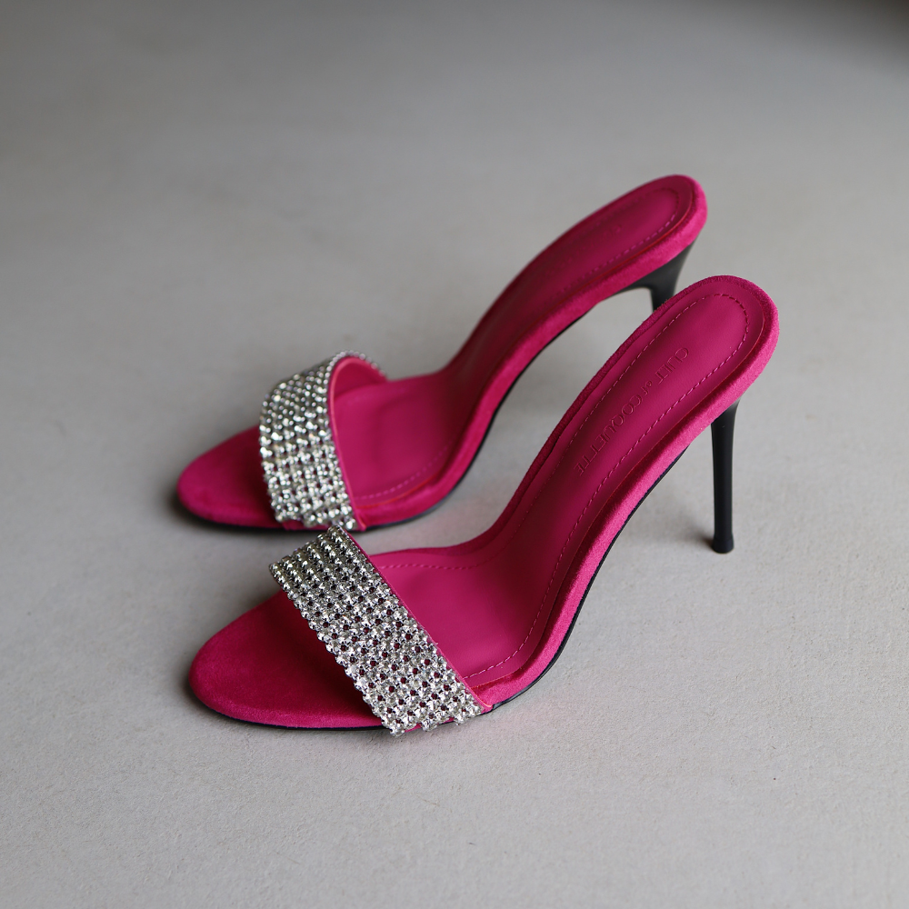 Nadine Fuchsia Crystal Mules