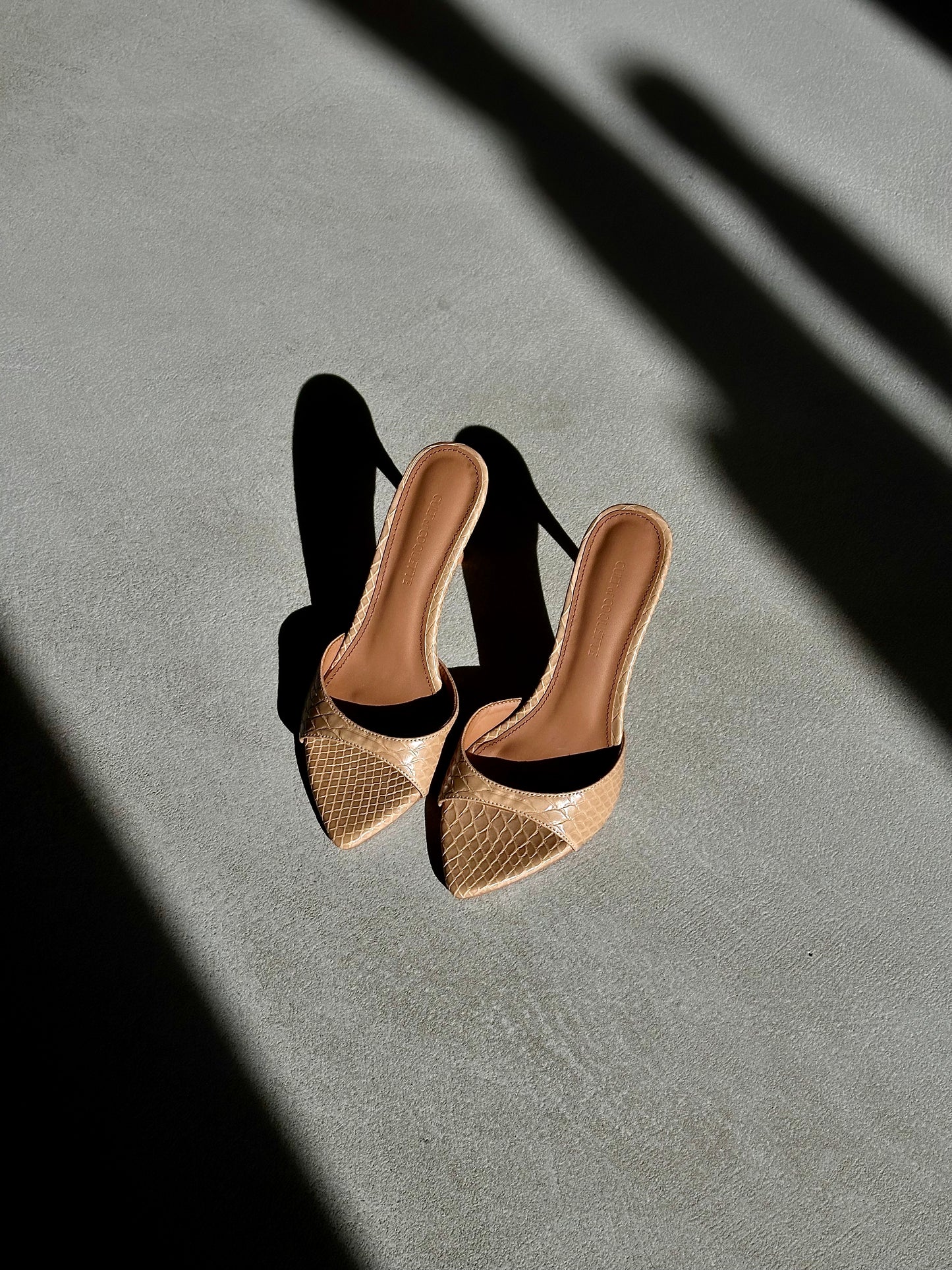 Gia Nude Reptile Vegan Mules 80 mm