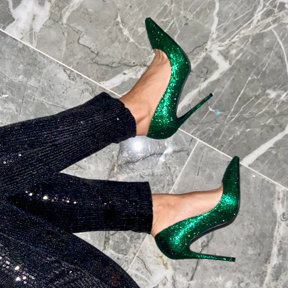 Snoh Green Crystal Pumps