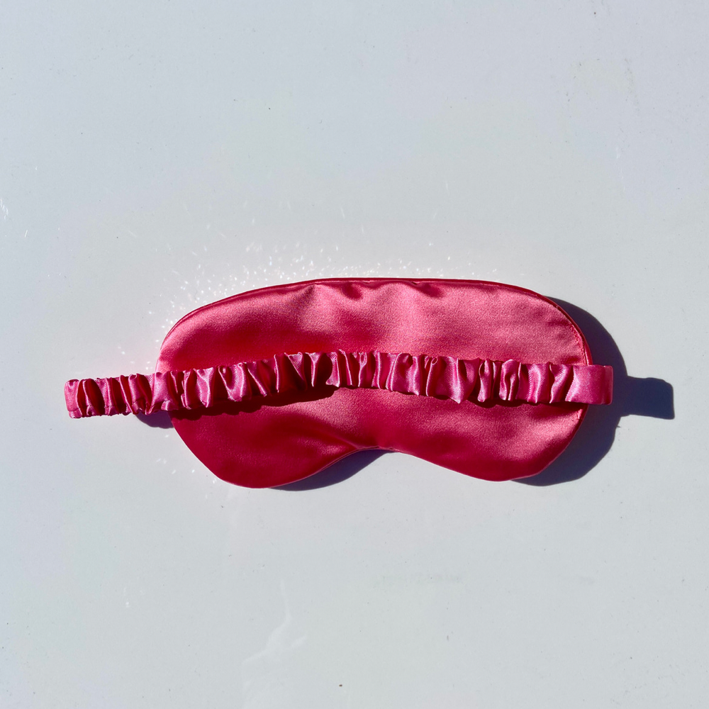 KIM Hot Pink Satin Crystal Sleep Mask