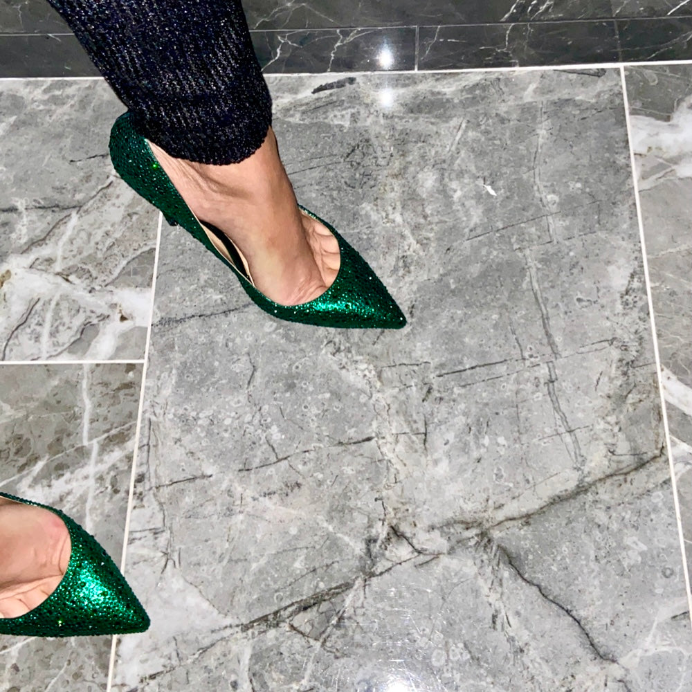 Snoh Green Crystal Pumps