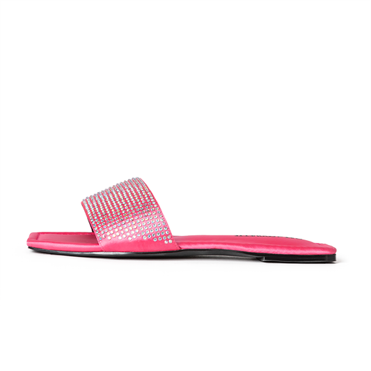 Claire Pink Satin and Crystal Slides