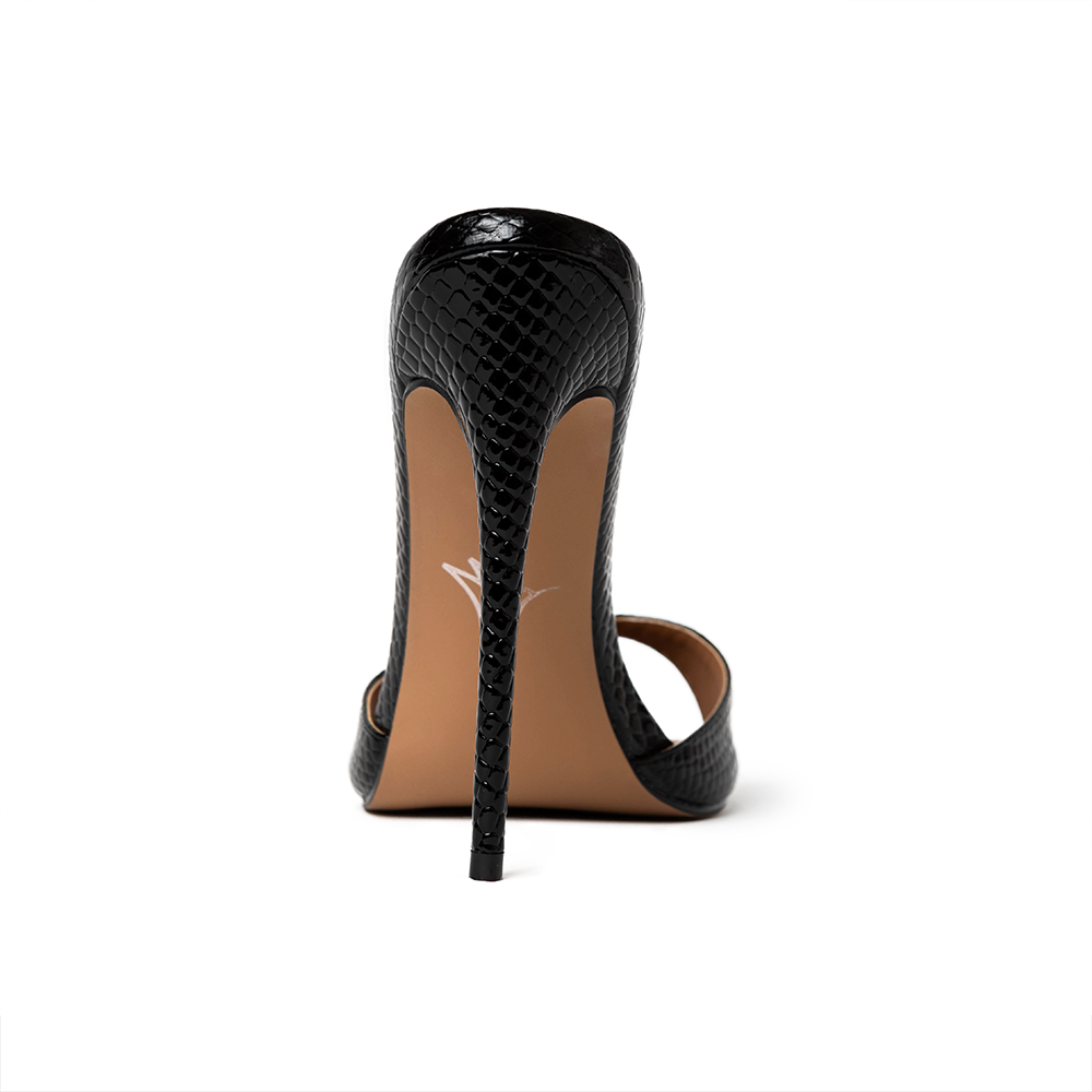 Gia Black Reptile Vegan Mules 120 mm