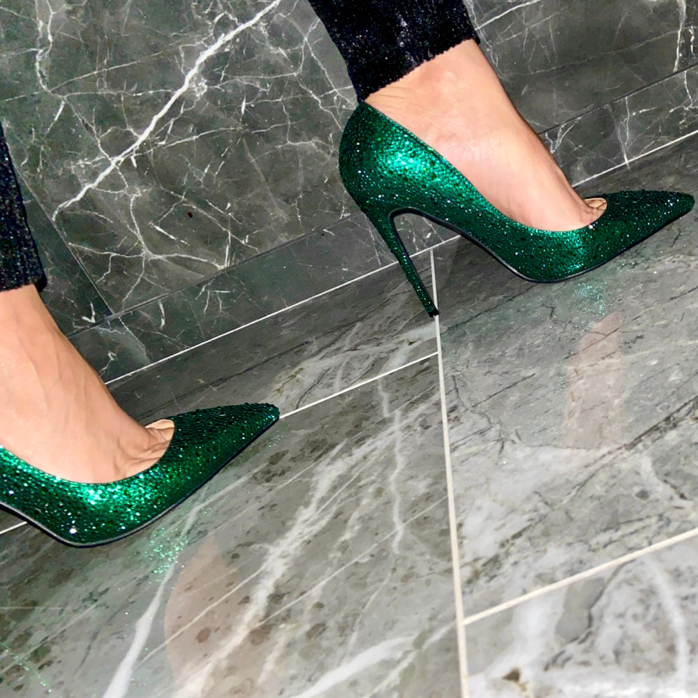 Snoh Green Crystal Pumps