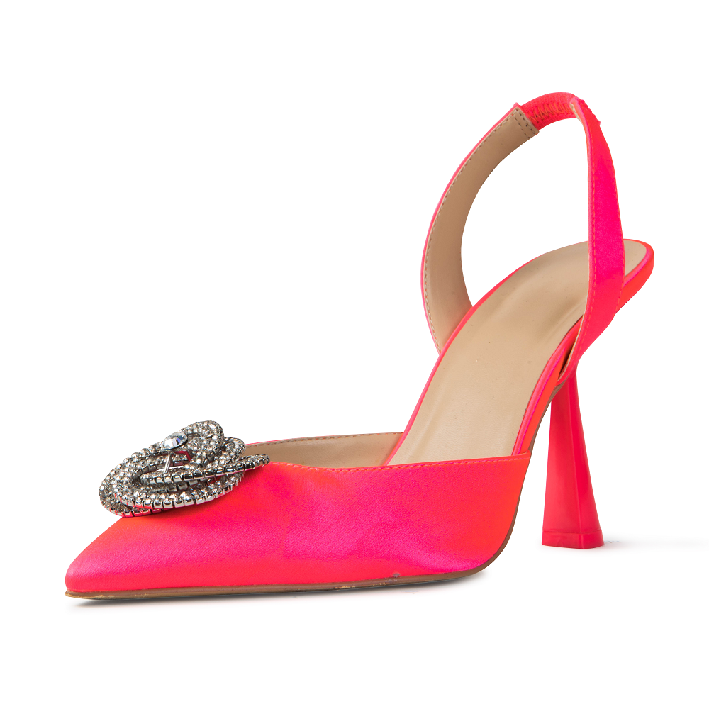 Eartha Hot Pink Satin Sling Backs