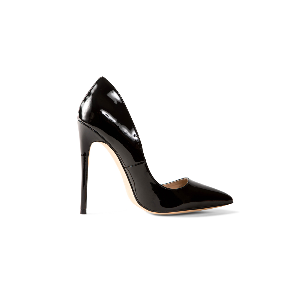 Gloria Black Vegan Patent Leather Pumps