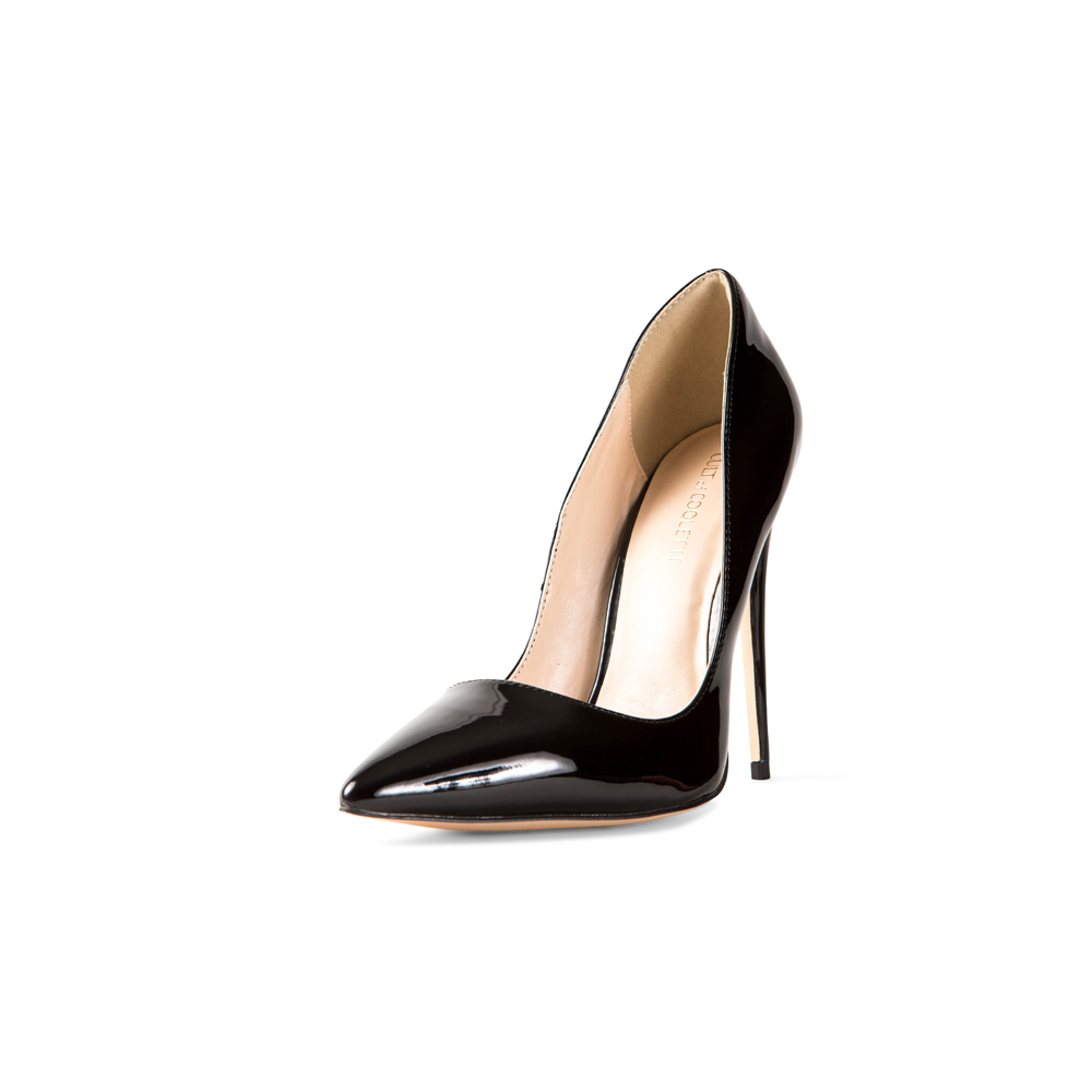 Gloria Black Vegan Patent Leather Pumps