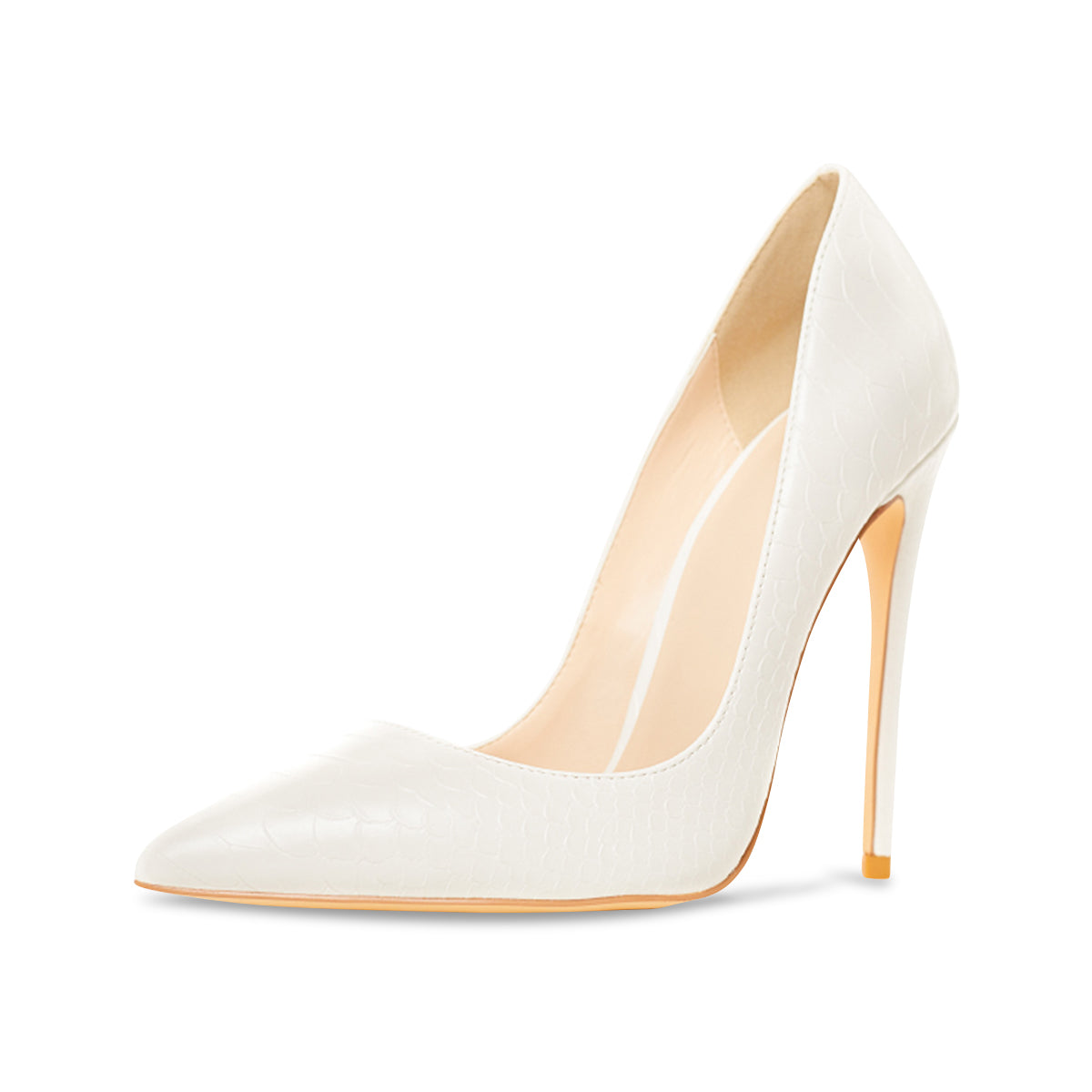 Gloria White Vegan Reptile Pumps