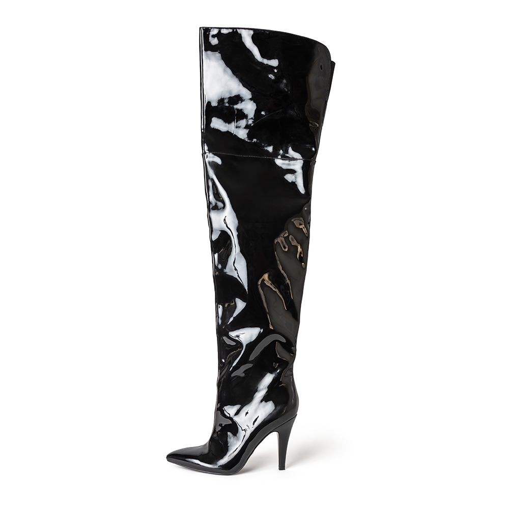 Thigh high patent leather boots cheap
