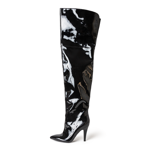 Jane Black Patent Thigh High Boots