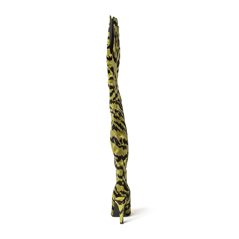 Jane green Velvet Tiger Print Thigh High Boots