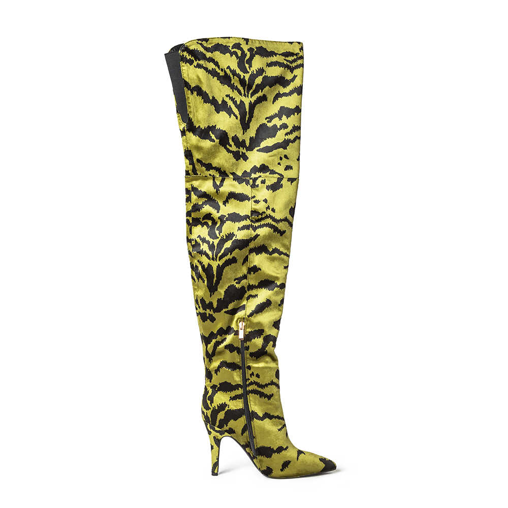 Jane green Velvet Tiger Print Thigh High Boots