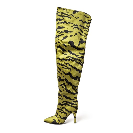 Jane green Velvet Tiger Print Thigh High Boots