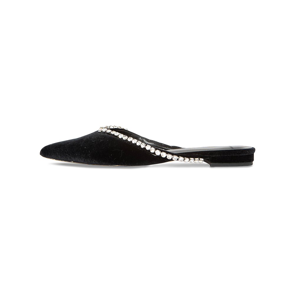 Mahshad Black Vegan Velvet Flat Mules