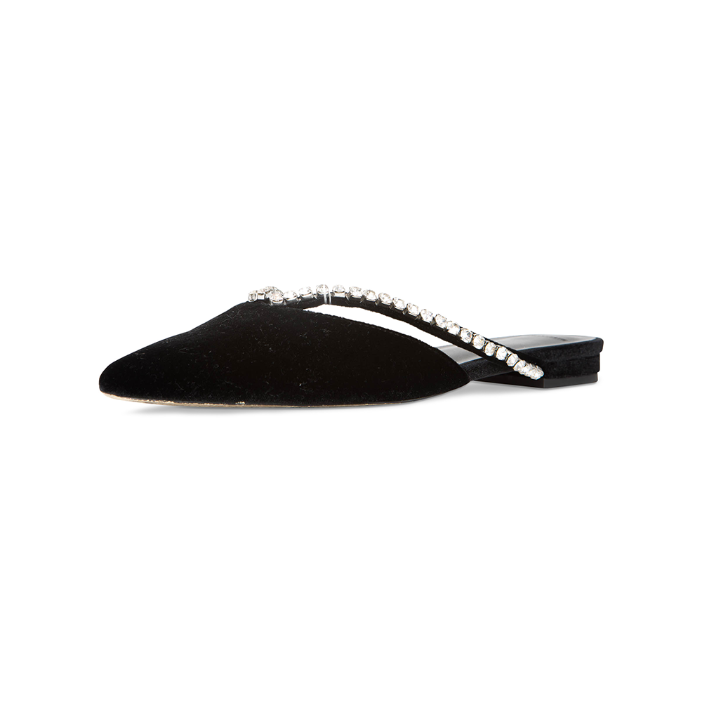 Mahshad Black Vegan Velvet Flat Mules