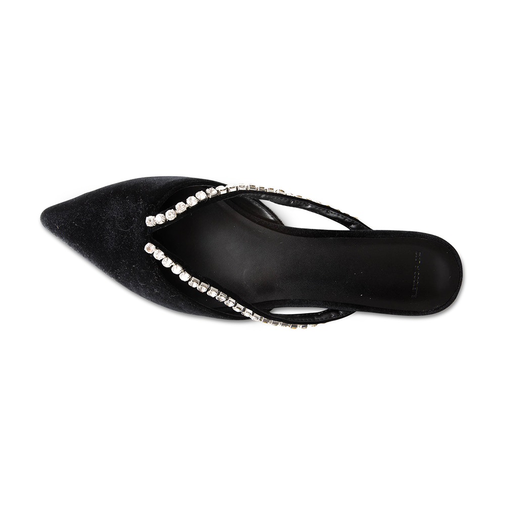 Mahshad Black Vegan Velvet Flat Mules