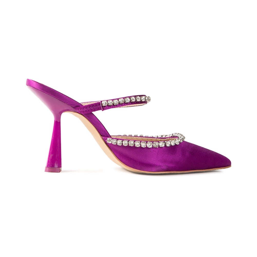 Sade Purple Satin Mules