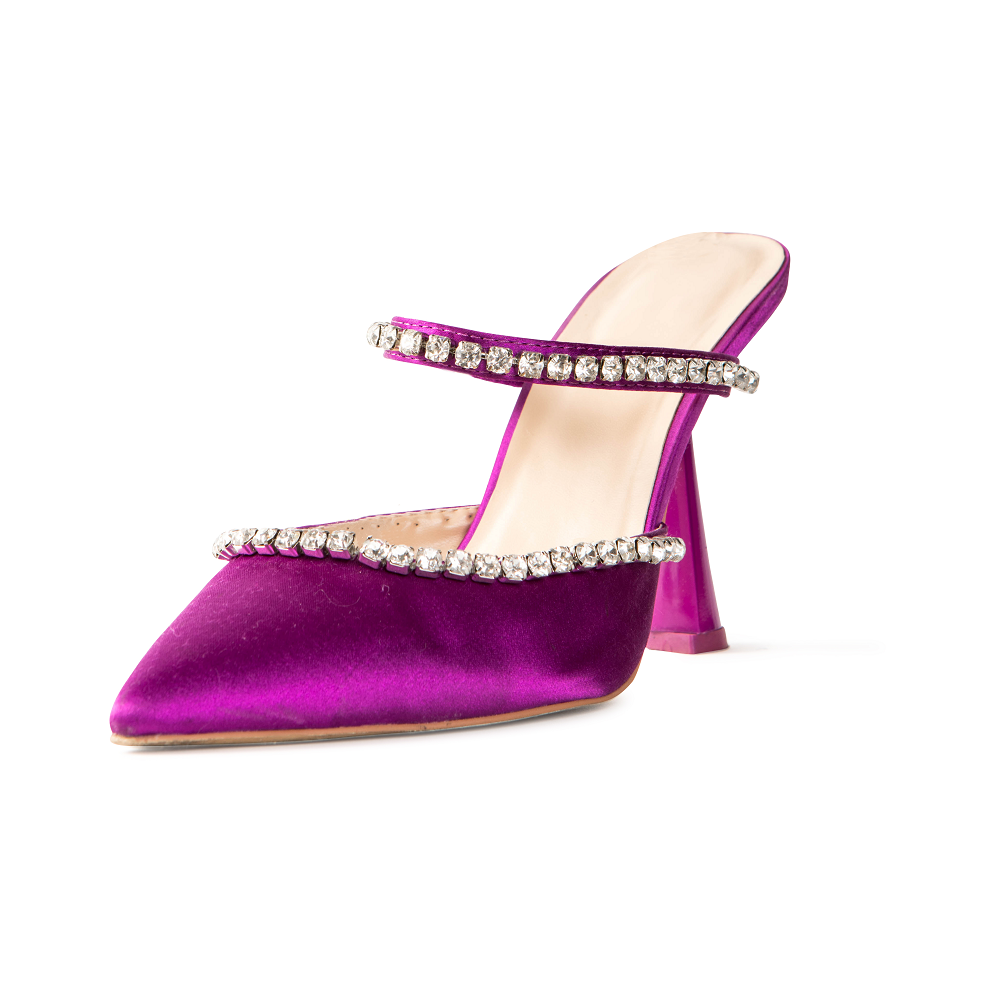 Sade Purple Satin Mules