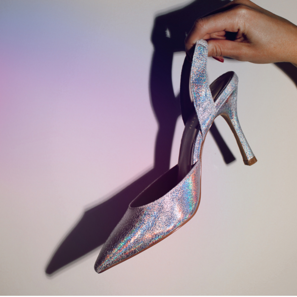 Audrey Vegan Hologram Slingback Pumps