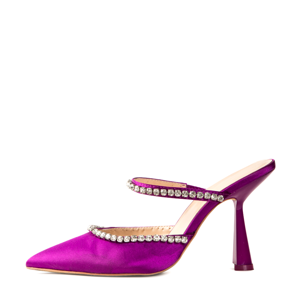 Sade Purple Satin Mules