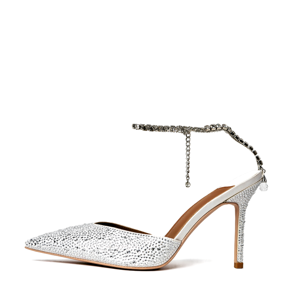 White and silver heels best sale