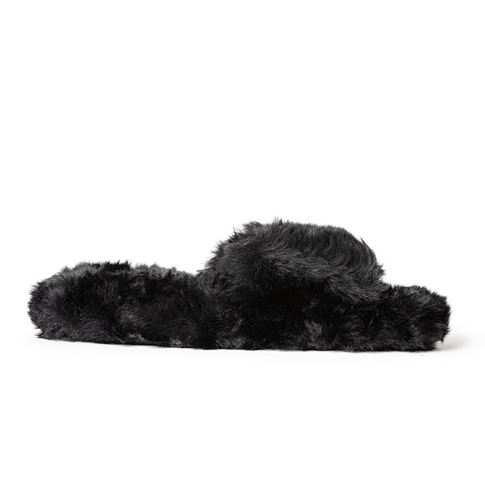 Zsa Zsa Black Faux Fur Slides