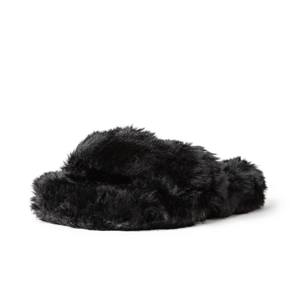 Zsa Zsa Black Faux Fur Slides