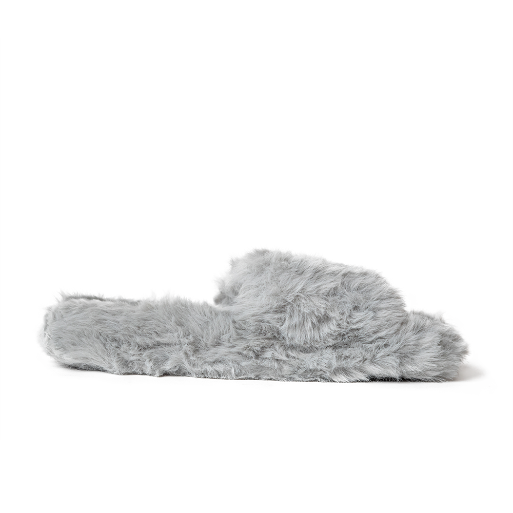 Zsa Zsa Grey Faux Fur Slides