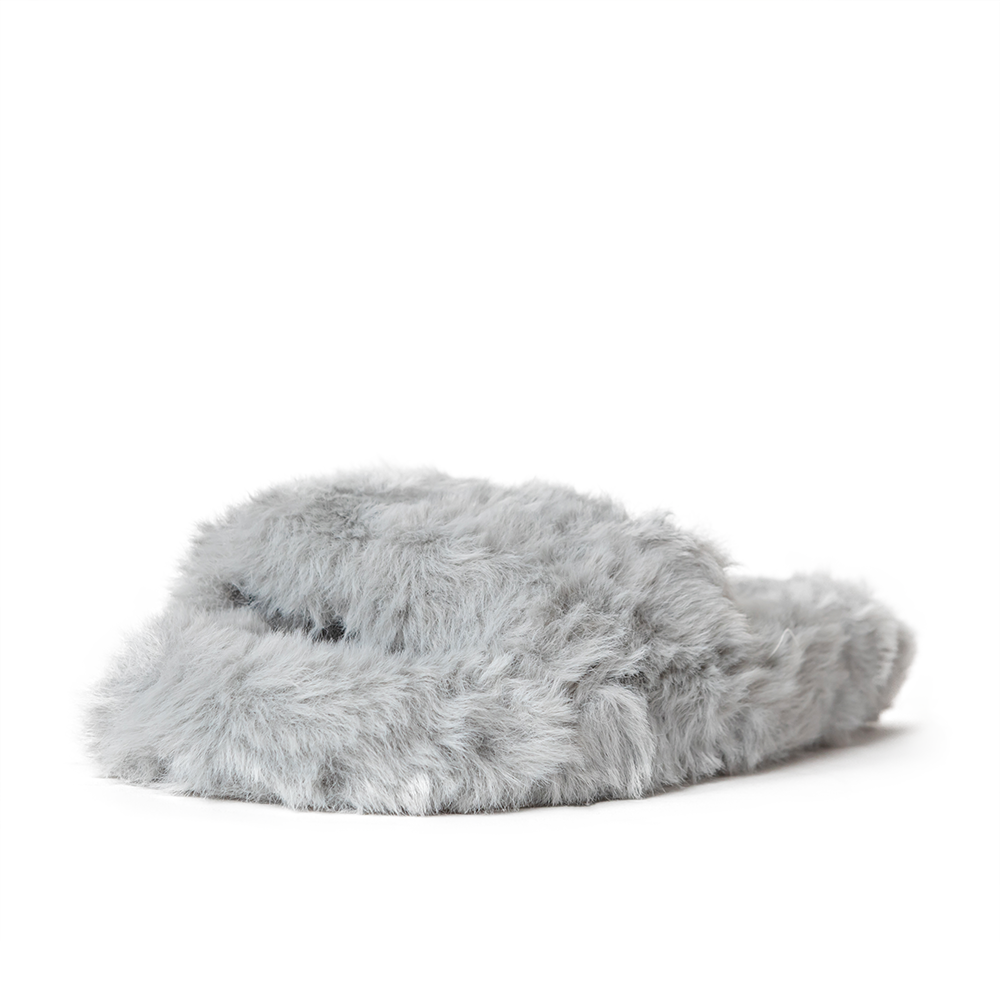 Zsa Zsa Grey Faux Fur Slides