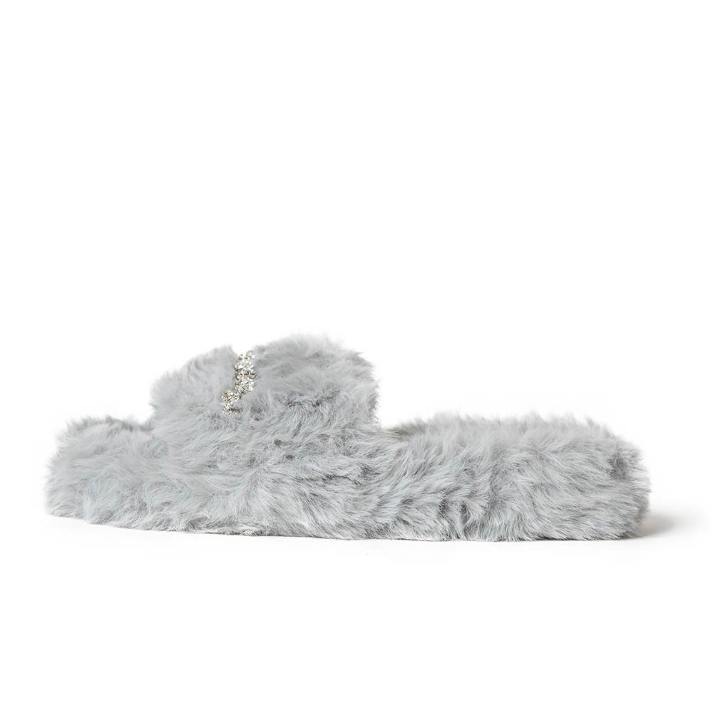 Faux Fur Slides - Black - Ladies