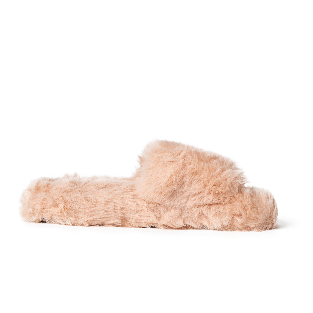 Zsa Zsa Peach Faux Fur Slides