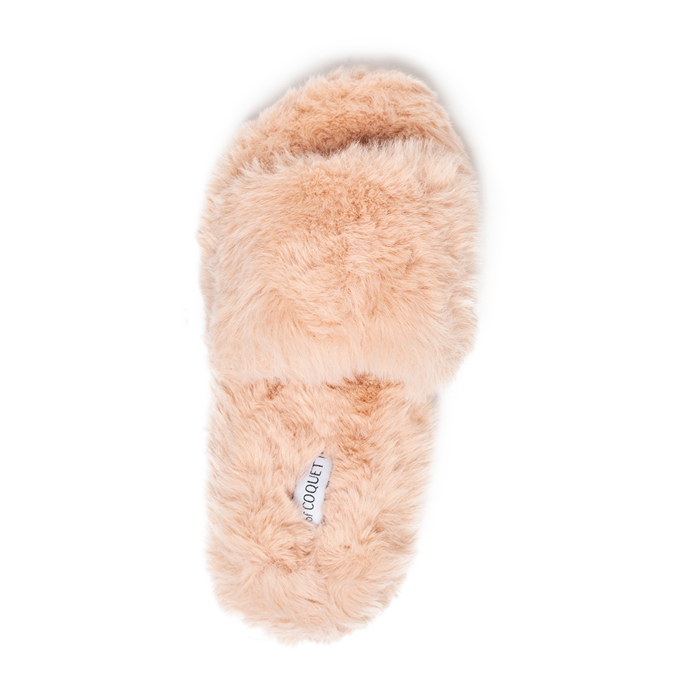 Zsa Zsa Peach Faux Fur Slides