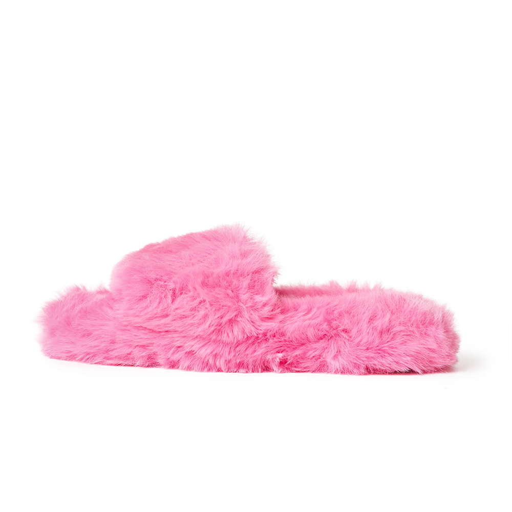 Pink and 2024 black fur slides