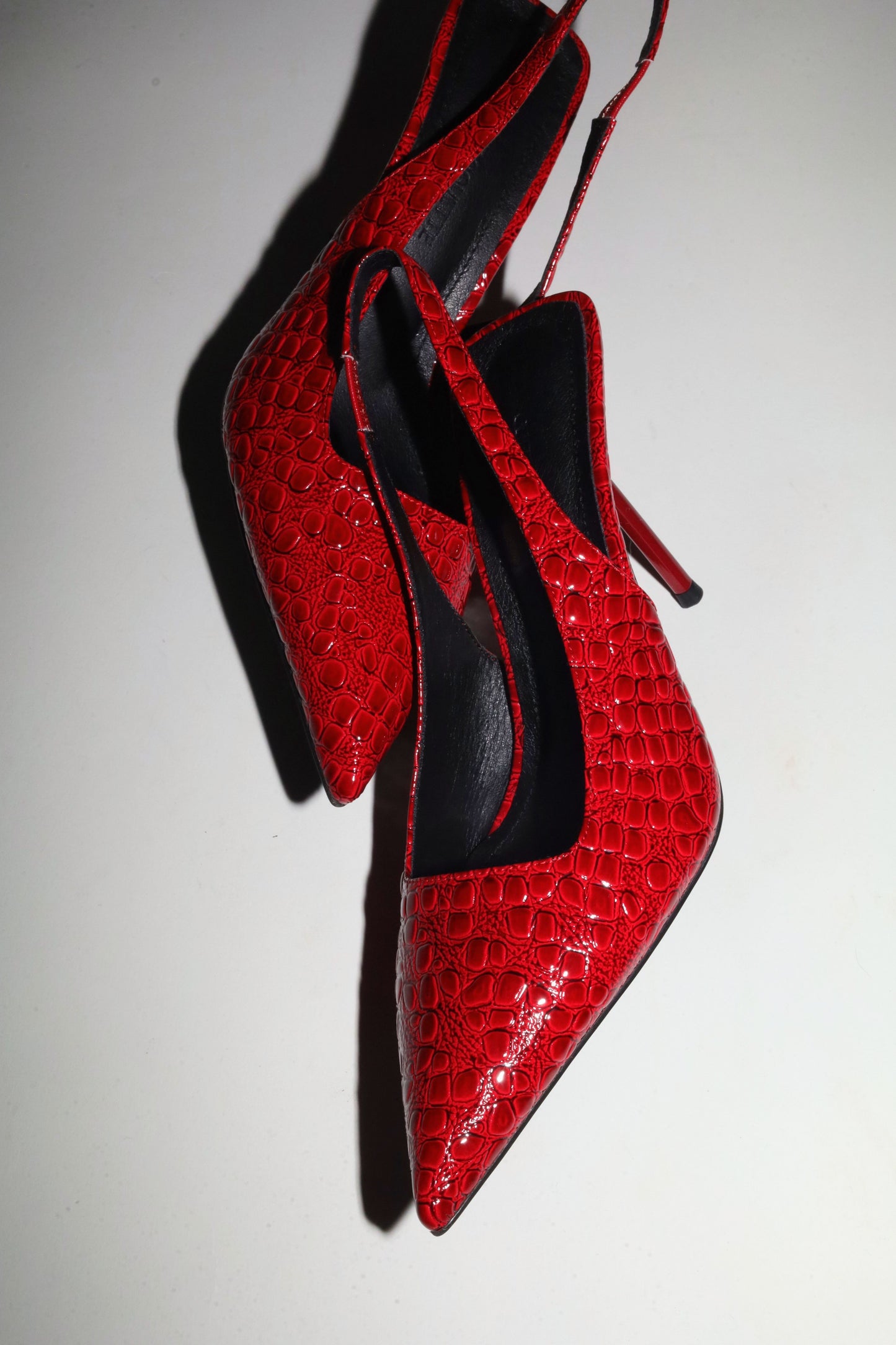 Elsa Slingback Pump Red Croc Patent 100 mm