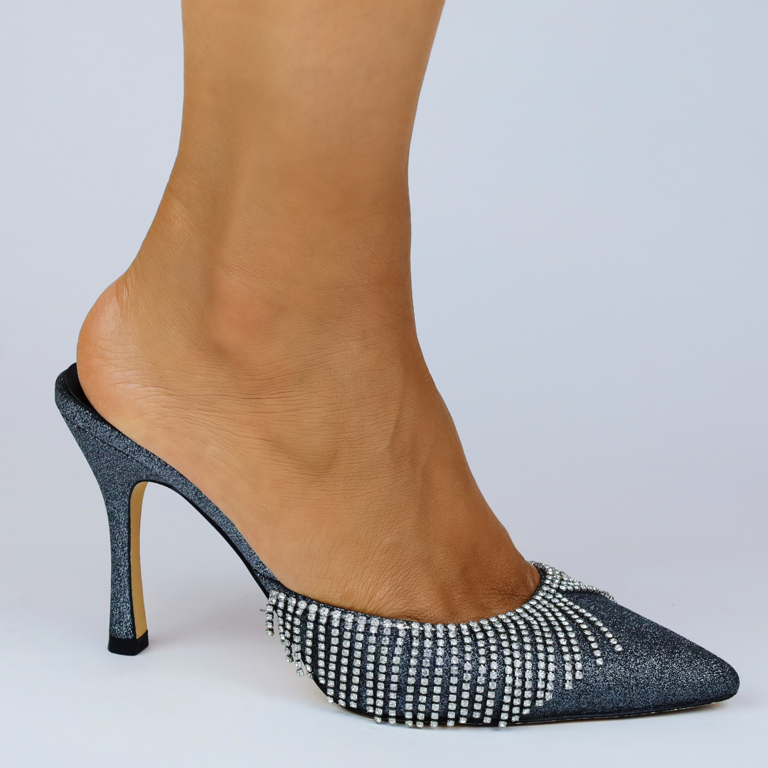 Catherine Vegan Pewter Silver Mules