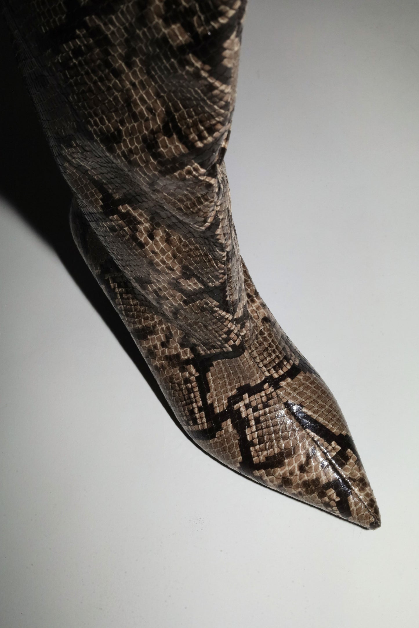 Tamara Beige Snake Vegan Leather Boots 50 mm