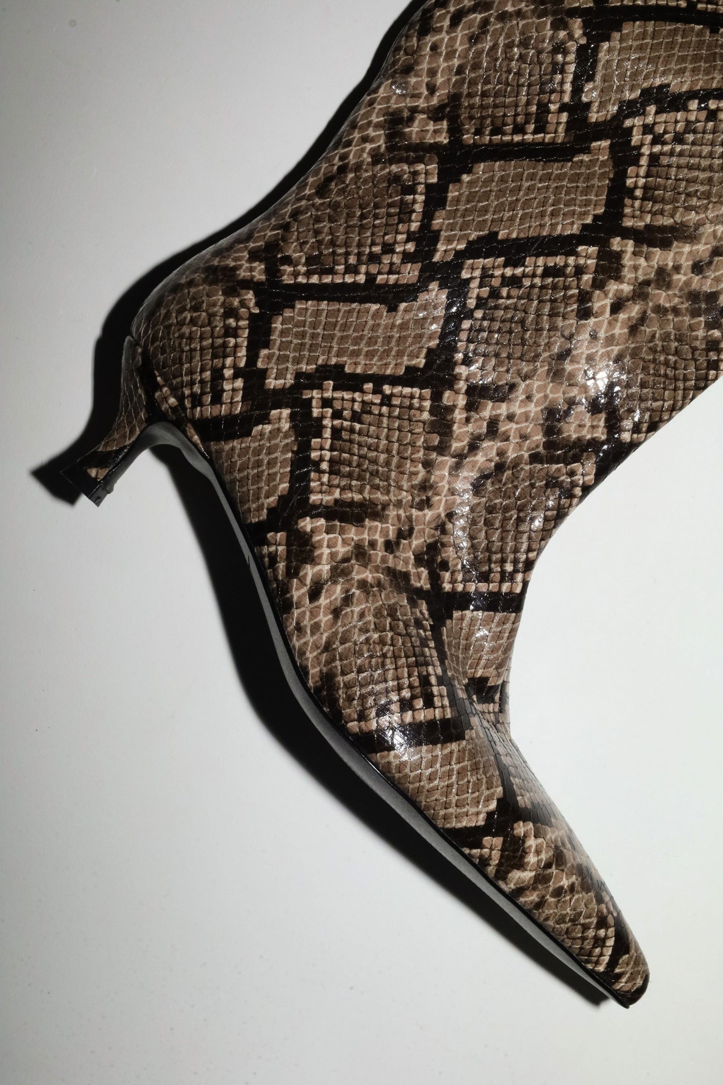 Tamara Beige Snake Vegan Leather Boots 50 mm