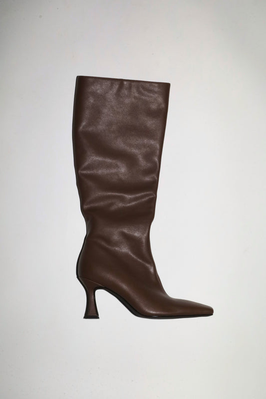 Mariah Brown Vegan Leather Boots 85 mm