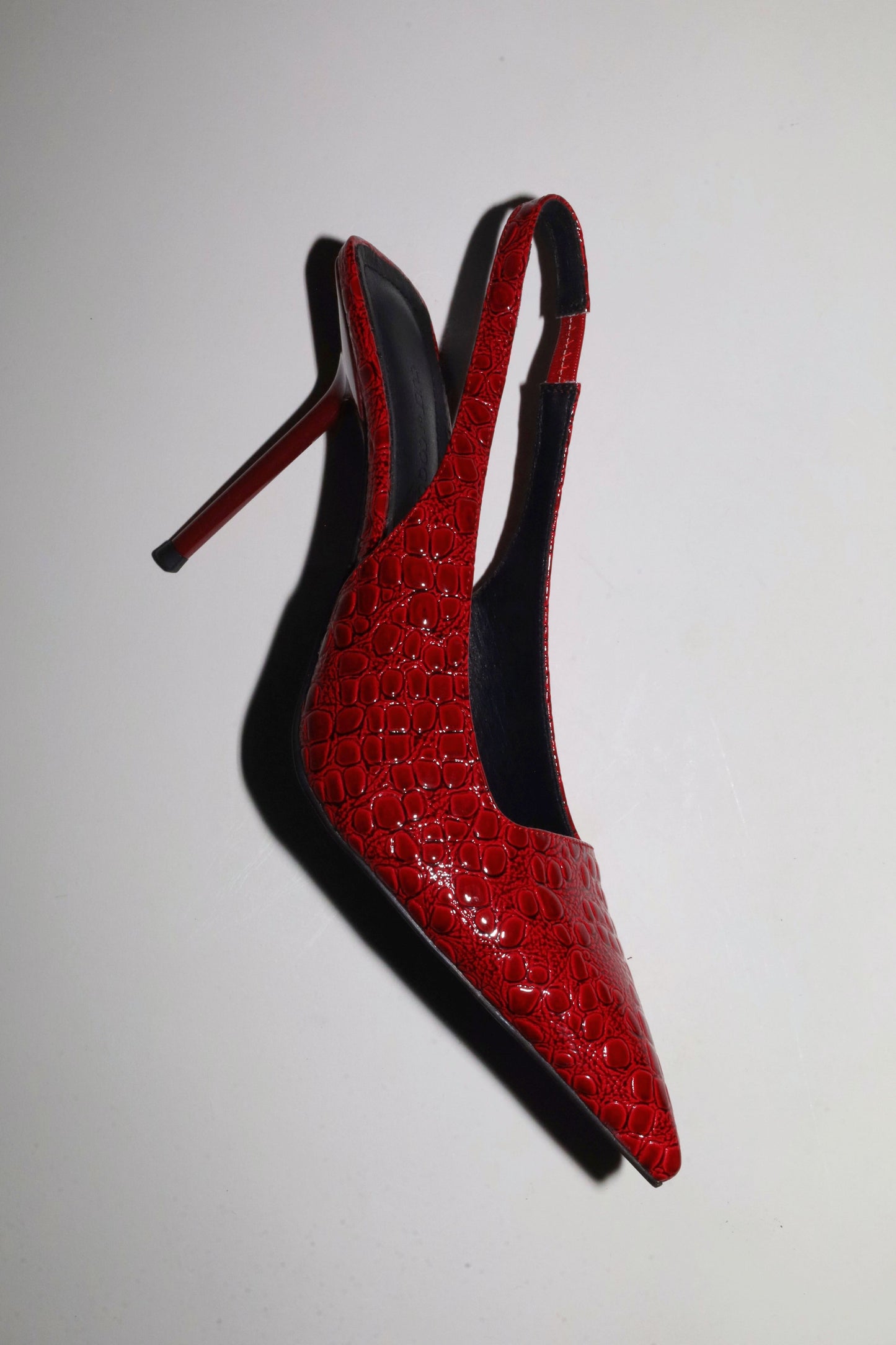 Elsa Slingback Pump Red Croc Patent 100 mm