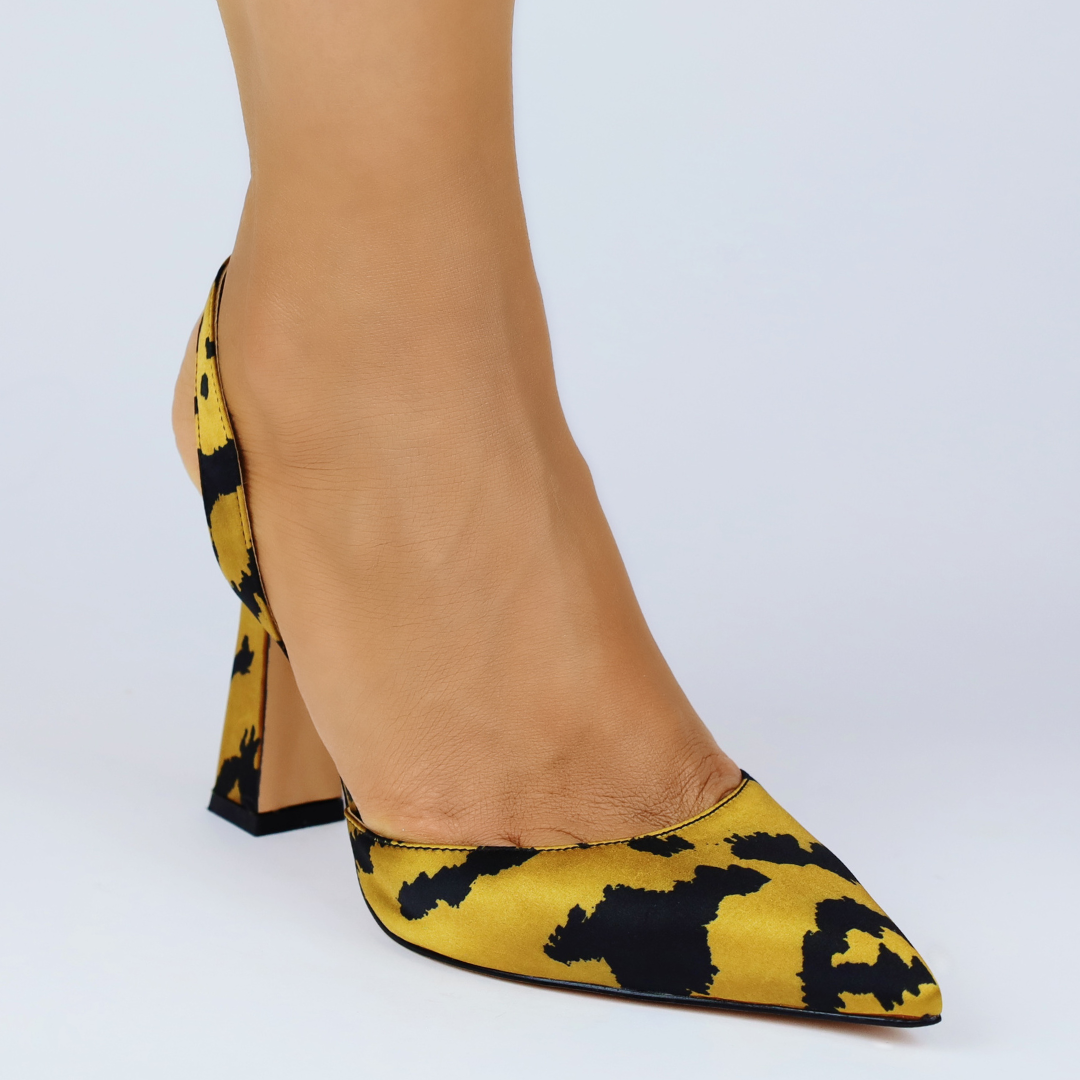 Farah Vegan Satin Tiger Print Slingbacks