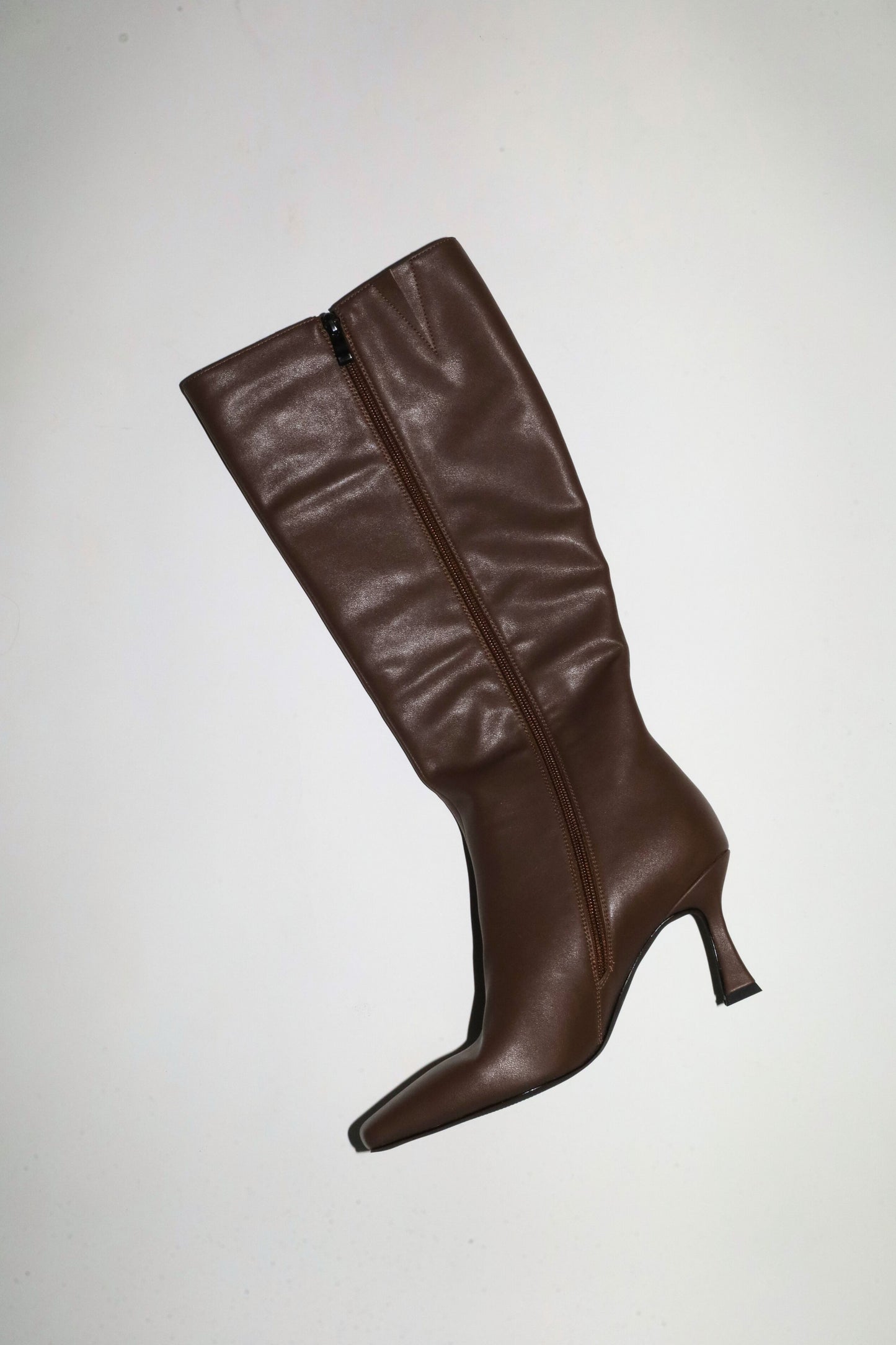 Mariah Brown Vegan Leather Boots 85 mm