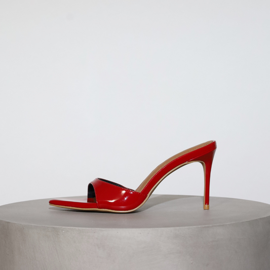 Gia Red Patent Leather Vegan Mules 80 mm