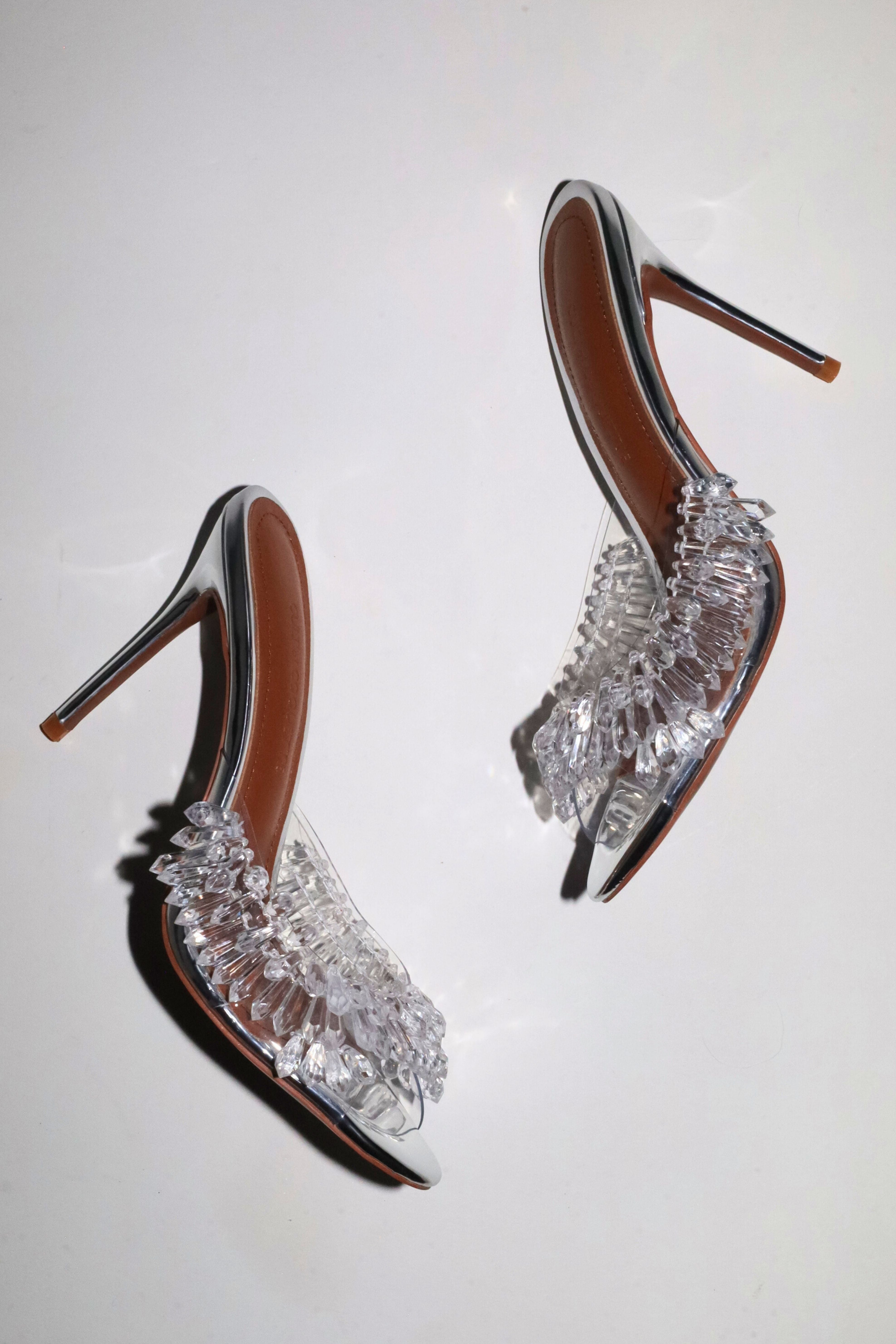 Goldie Clear Drip Chandelier Open Toe Mules 100 mm – Cult of Coquette