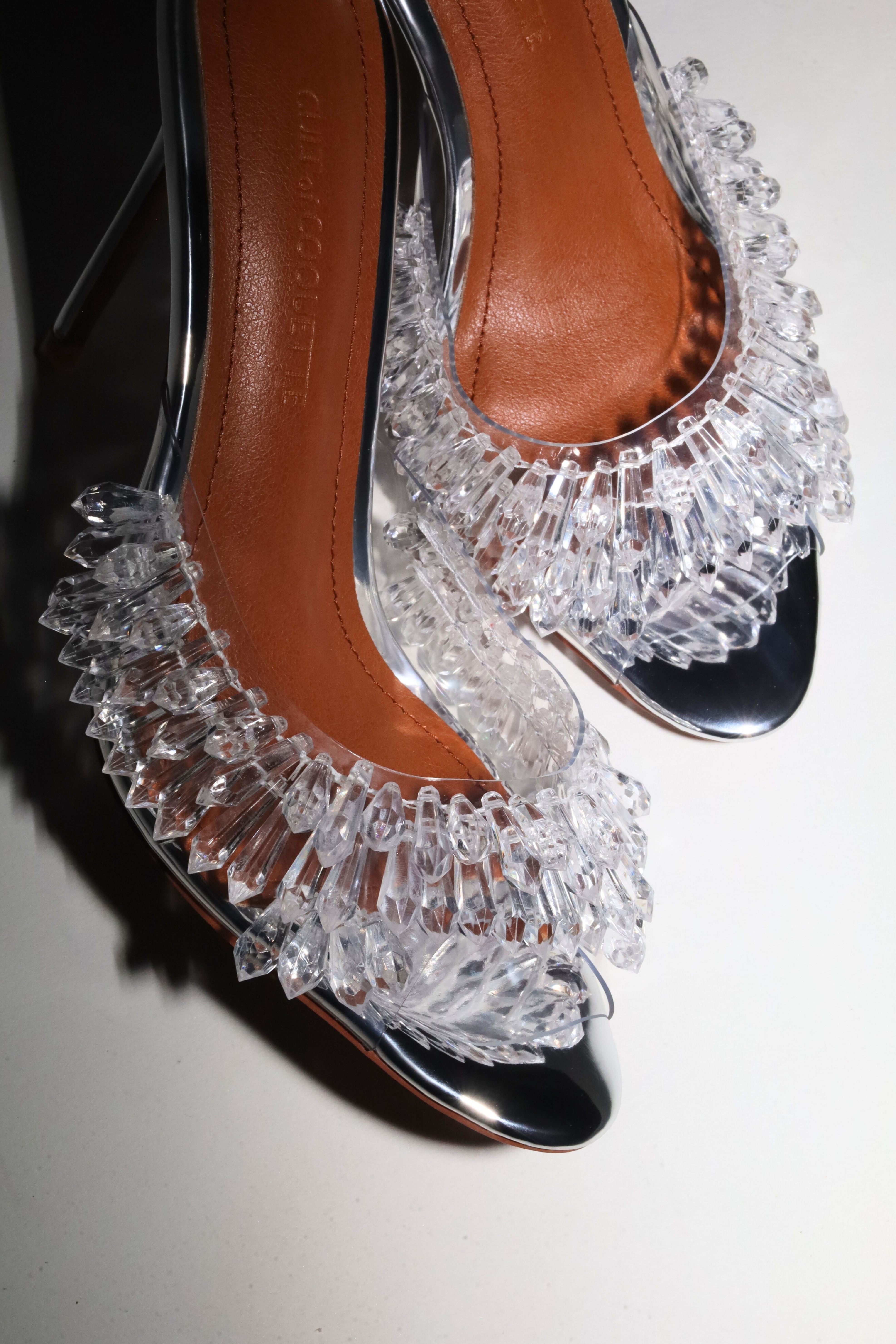 Goldie Clear Drip Chandelier Open Toe Mules 100 mm – Cult of Coquette