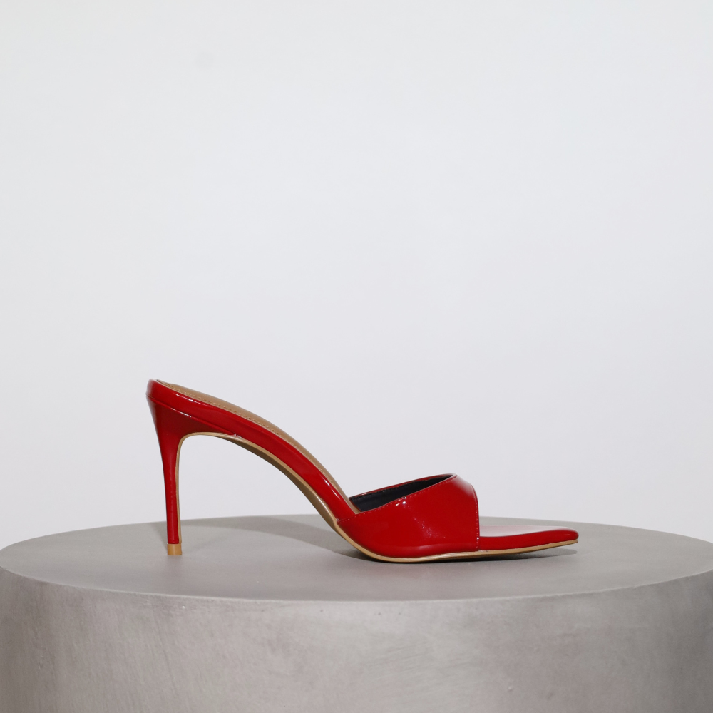 Gia Red Patent Leather Vegan Mules 80 mm