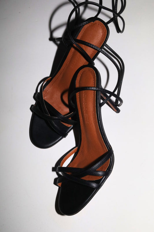 Giorgia Black Vegan Leather Anklestrap Heel 100 mm