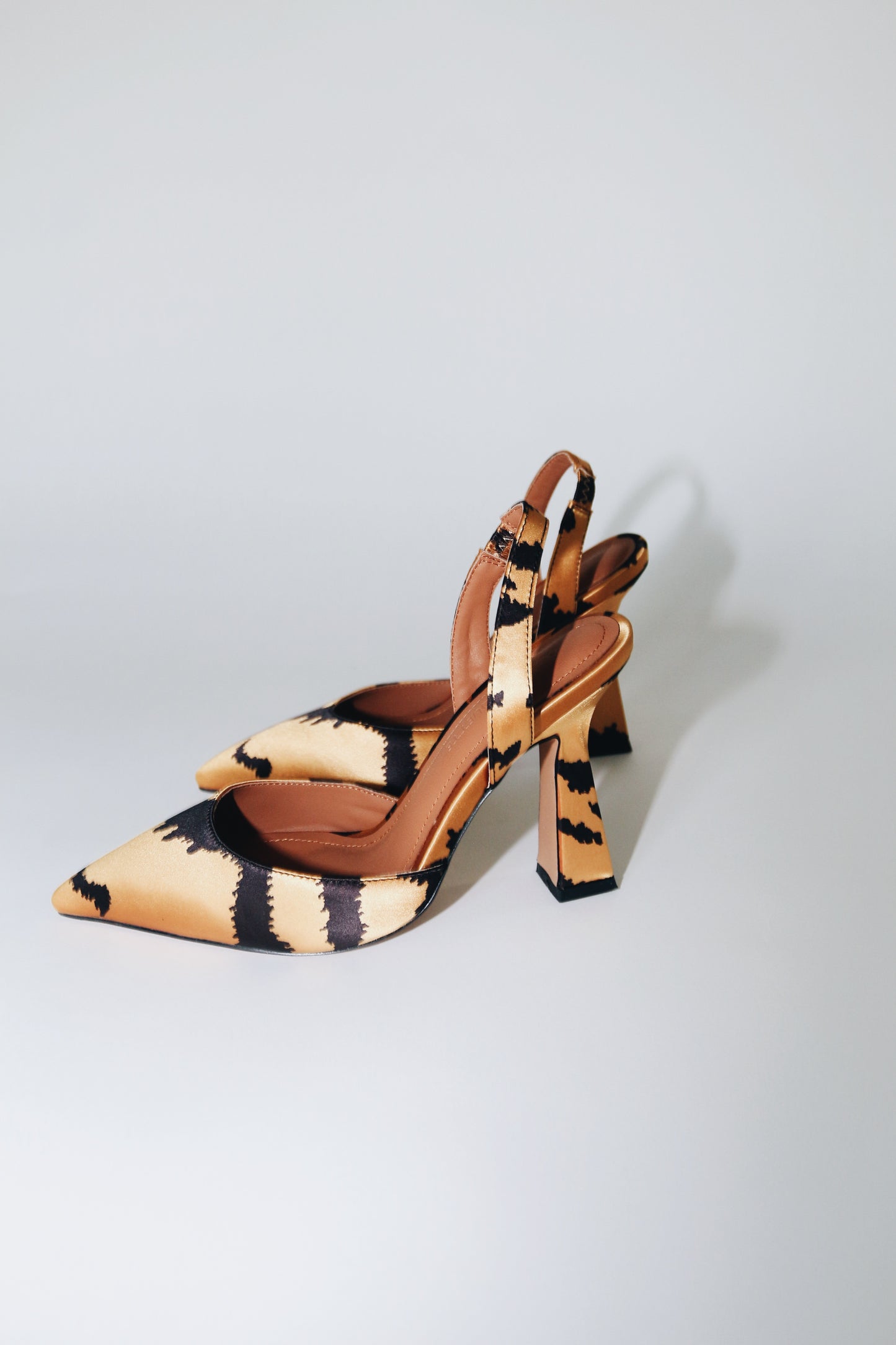 Farah Vegan Satin Tiger Print Slingbacks