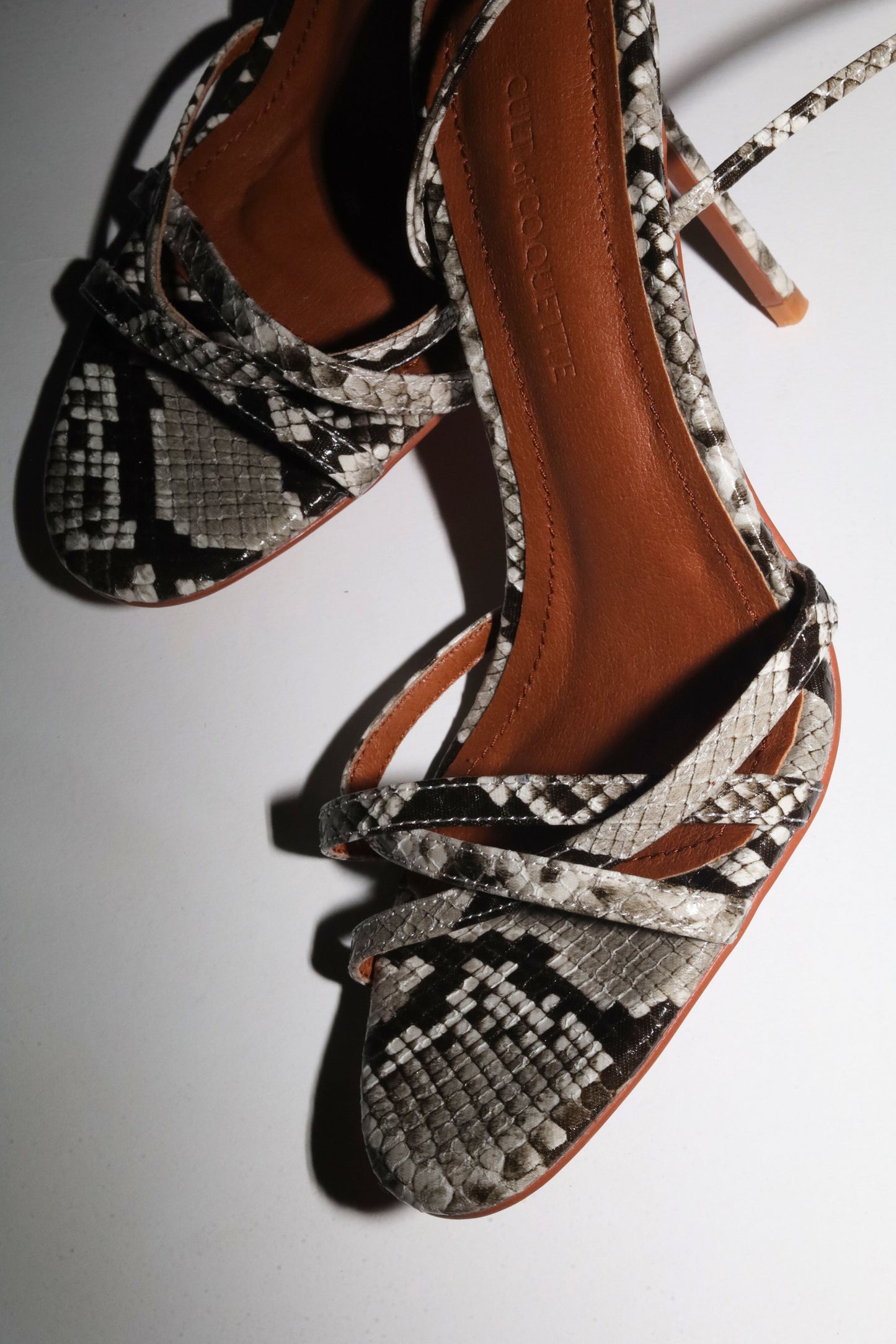 Giorgia Grey Snake Vegan Leather Anklestrap Heel 100 mm