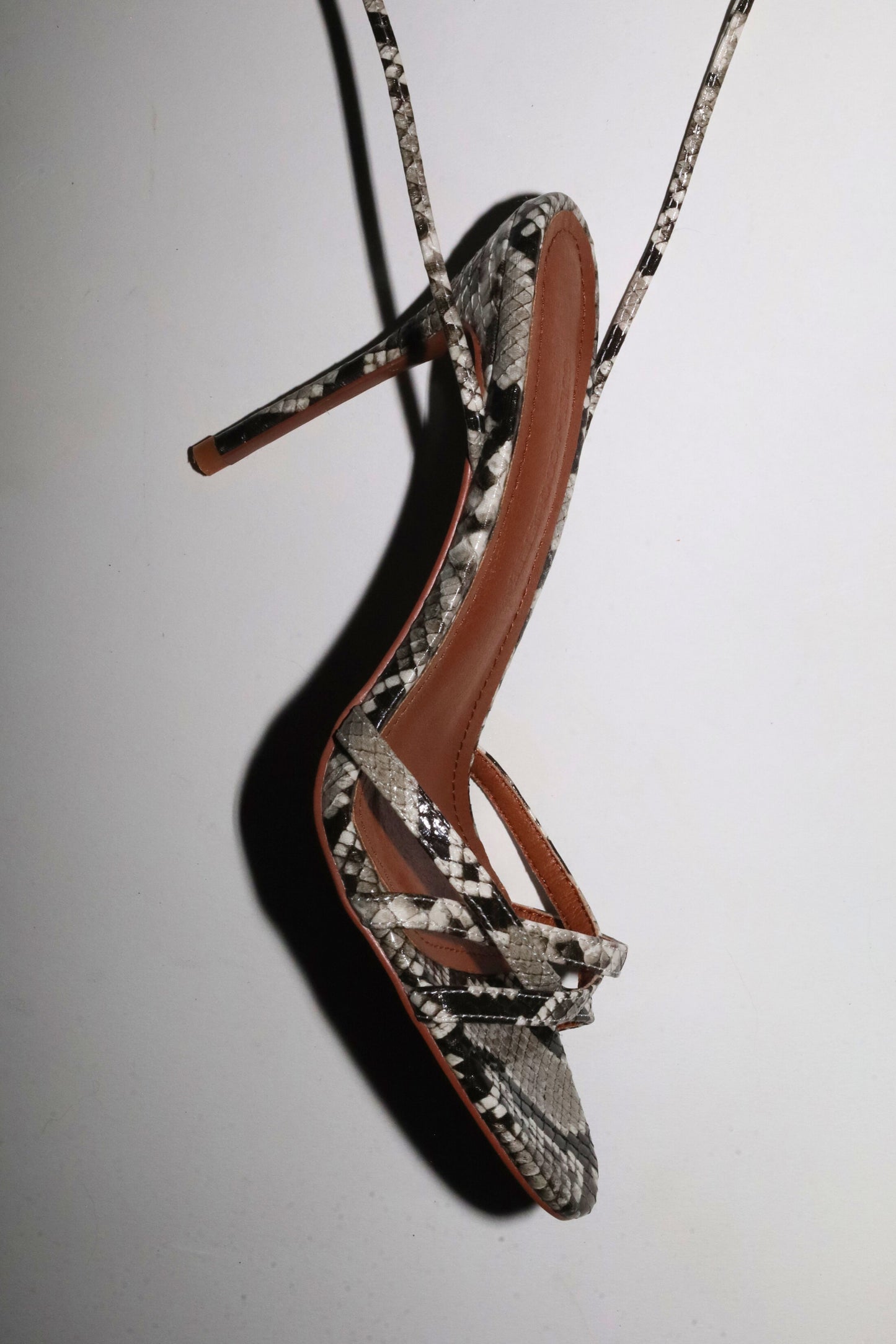 Giorgia Grey Snake Vegan Leather Anklestrap Heel 100 mm