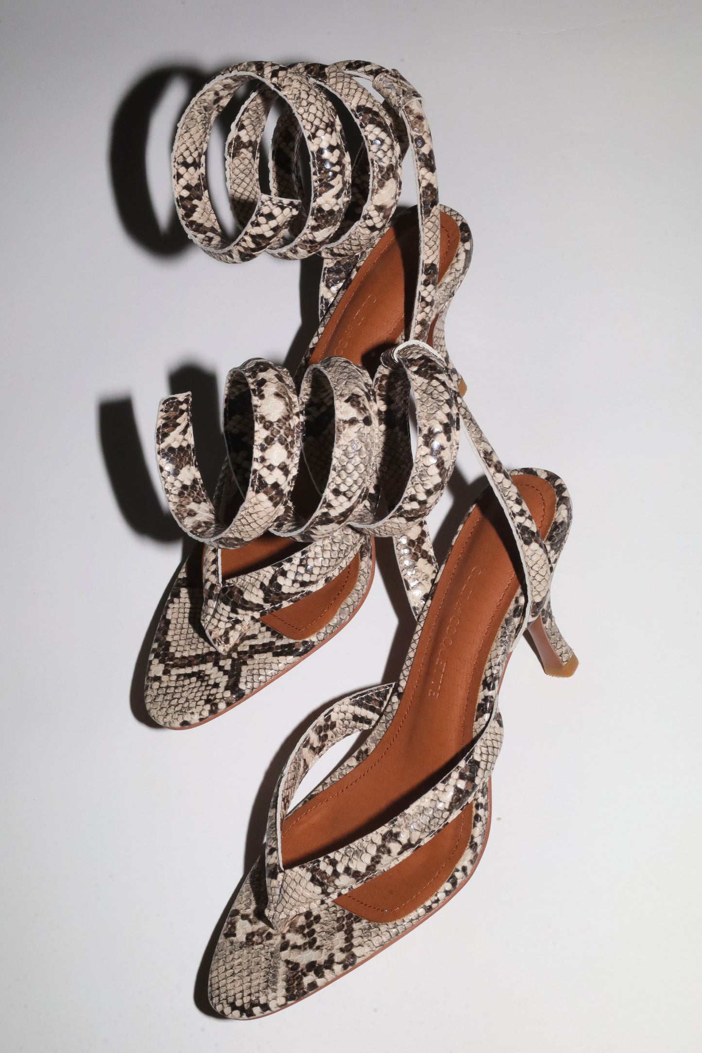 Georgina Beige Snake Thong Heel 75 mm